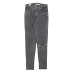 LEVI'S 721 Womens Jeans Black Slim Skinny Denim Medium W27 L28 Ripped Knee