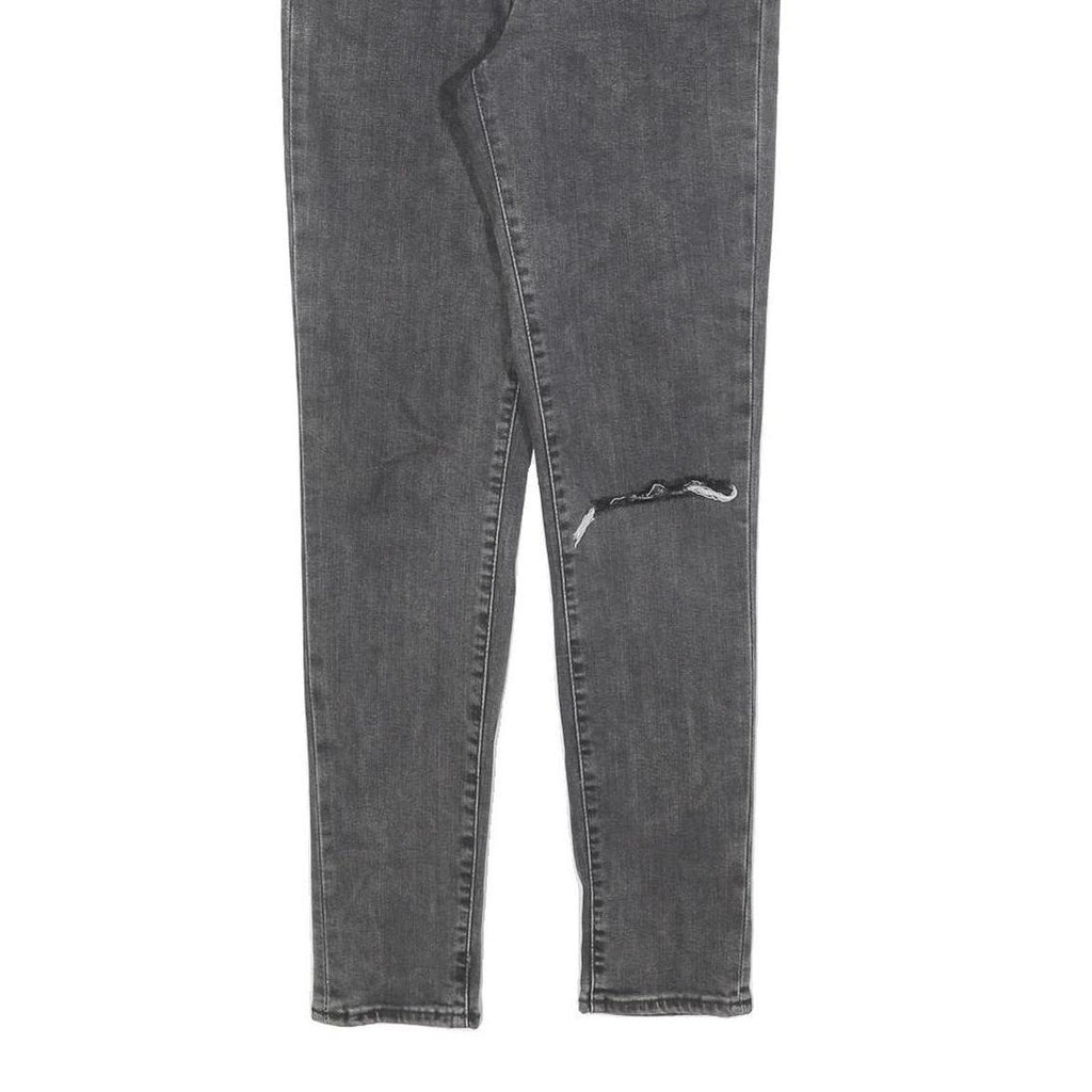 LEVI'S 721 Womens Jeans Black Slim Skinny Denim Medium W27 L28 Ripped Knee