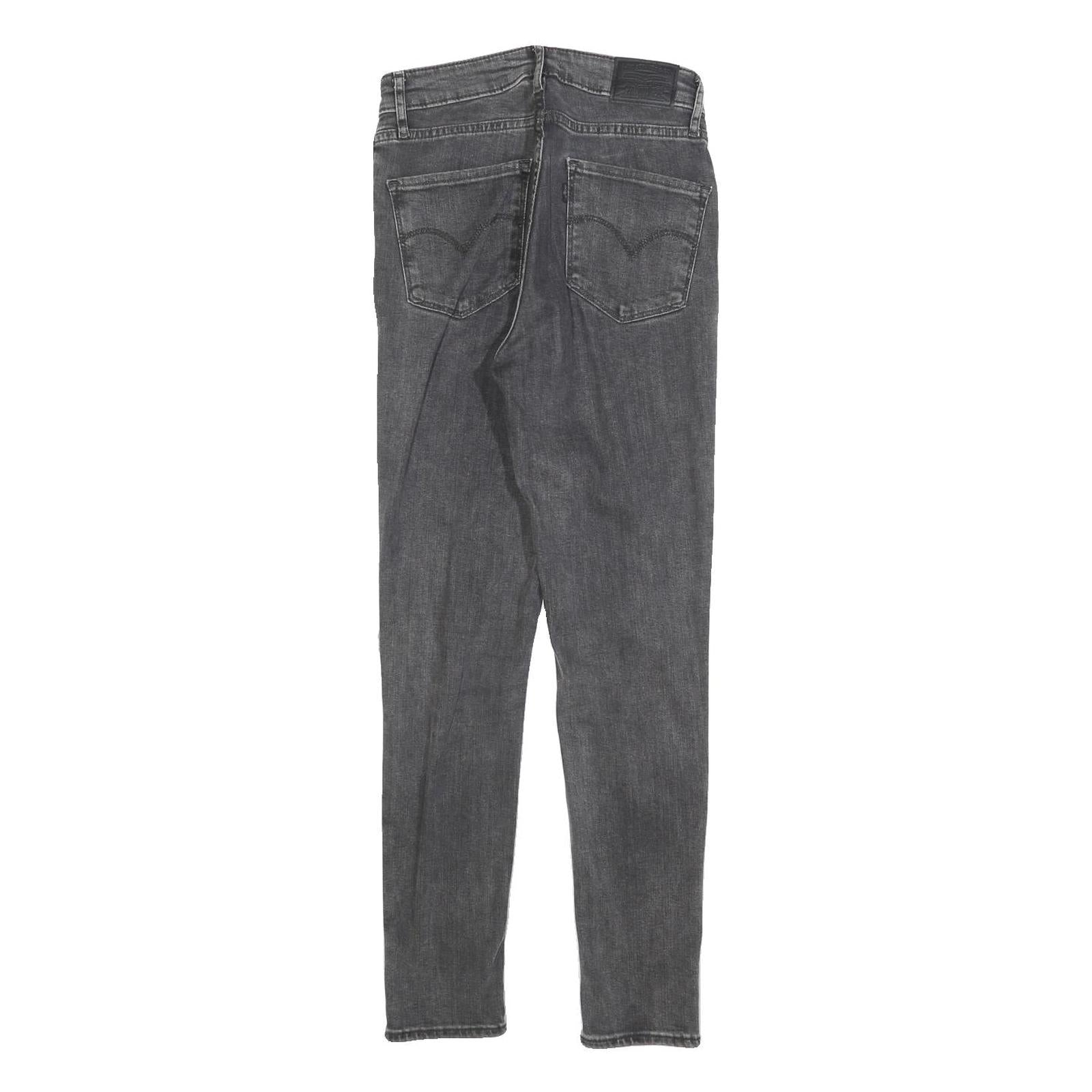 LEVI'S 721 Womens Jeans Black Slim Skinny Denim Medium W27 L28 Ripped Knee