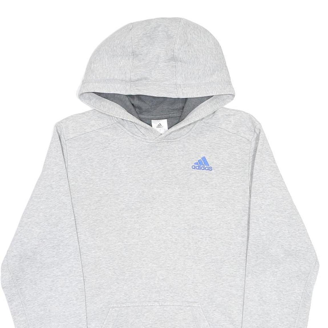 ADIDAS Mens Grey Hoodie S Cotton Blend Pullover Lightweight Casual Sweatshirt