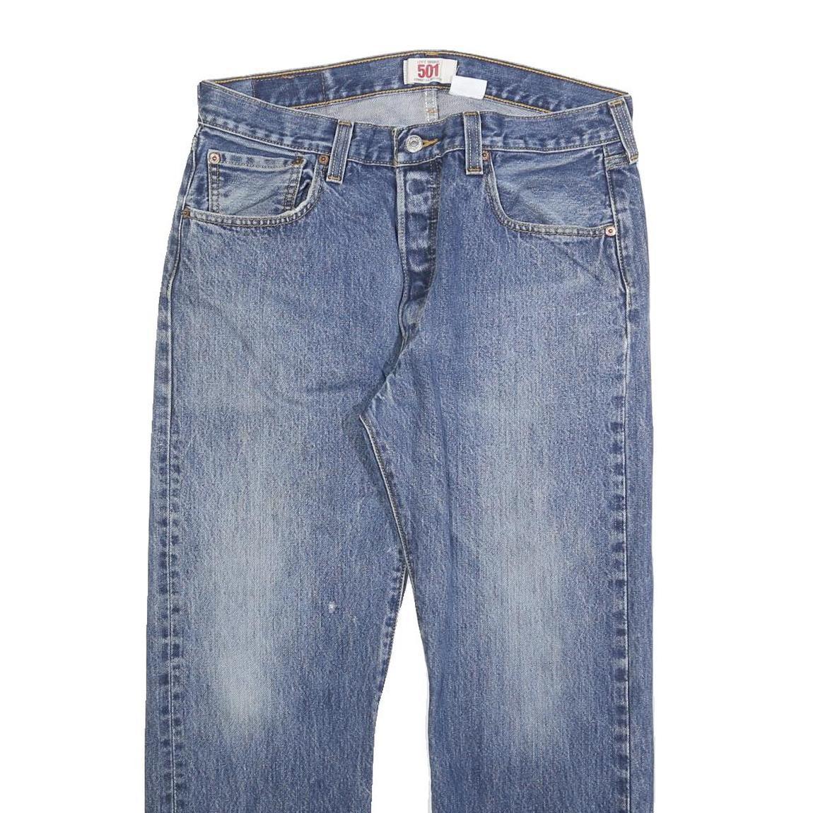 LEVI'S 501 Mens Jeans Blue Regular Straight Denim Medium W34 L26 Classic Button
