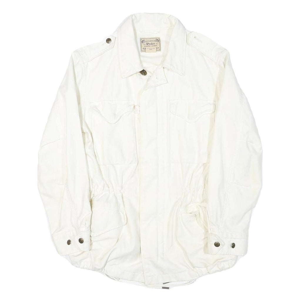 POLO RALPH LAUREN Womens White Jacket S Cotton Blend Plain Zip Casual