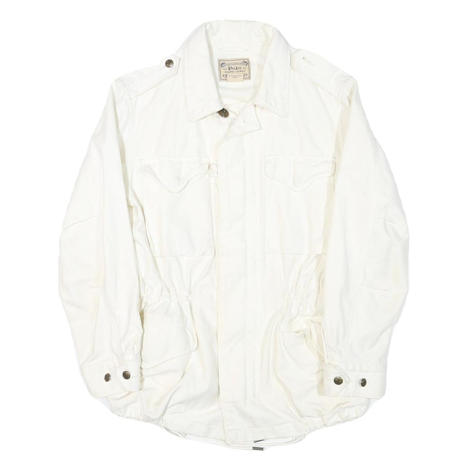 POLO RALPH LAUREN Womens White Jacket S Cotton Blend Plain Zip Casual