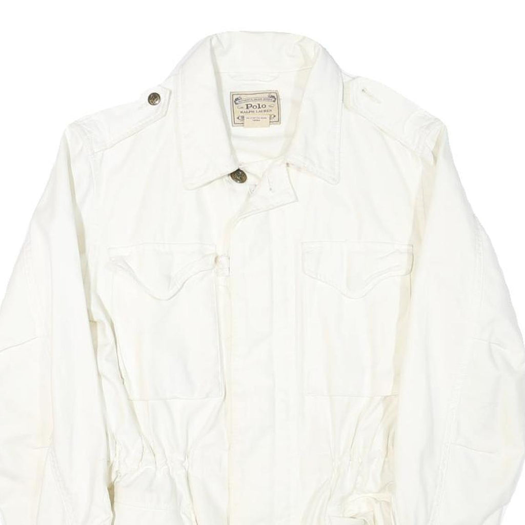 POLO RALPH LAUREN Womens White Jacket S Cotton Blend Plain Zip Casual