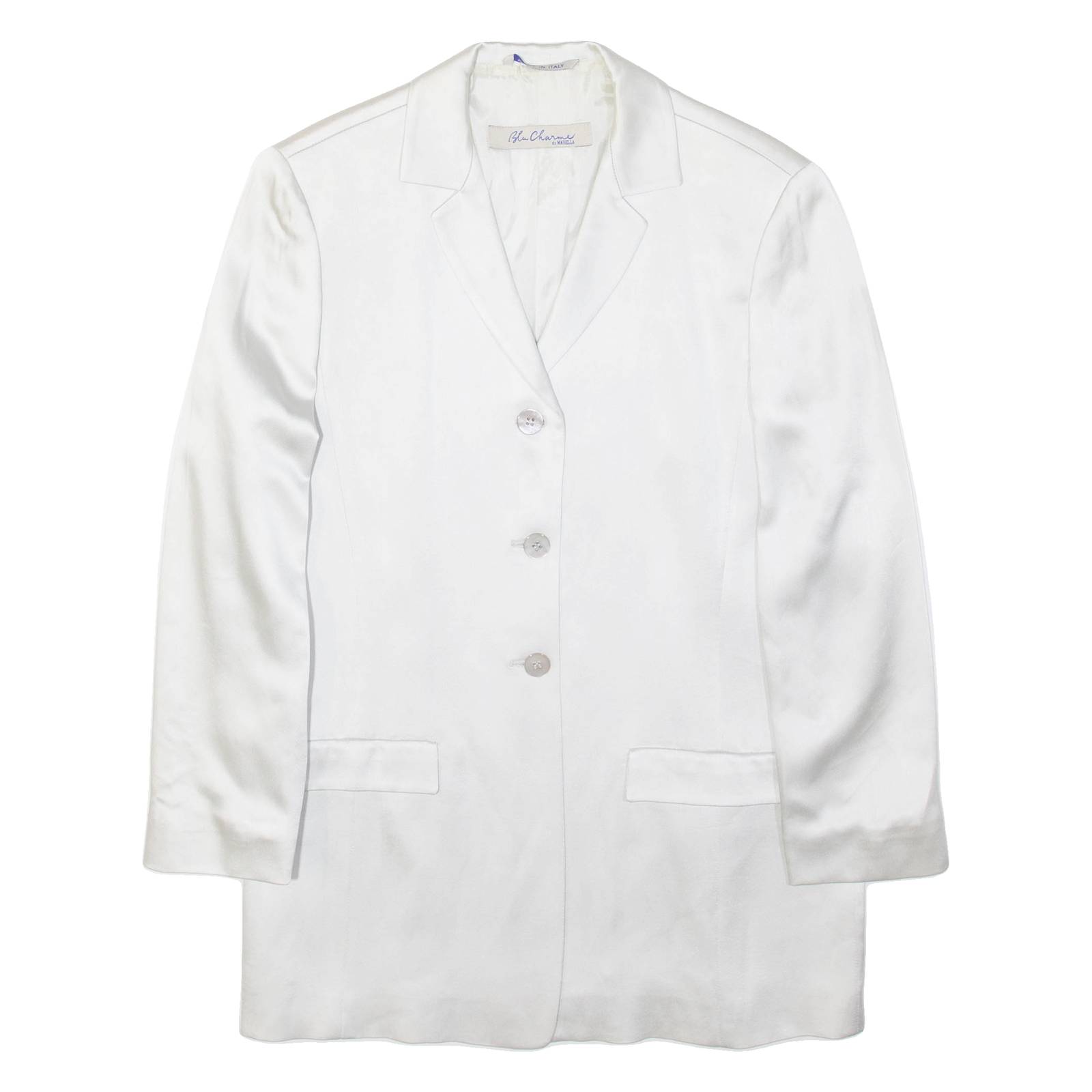 BLU CHARME Womens Blazer Jacket White Satin Viscose UK 10