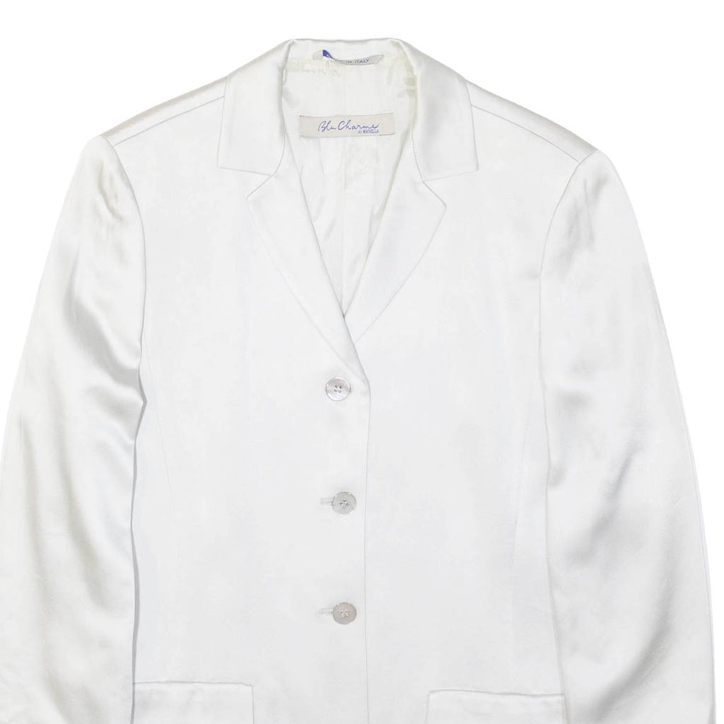 BLU CHARME Womens Blazer Jacket White Satin Viscose UK 10