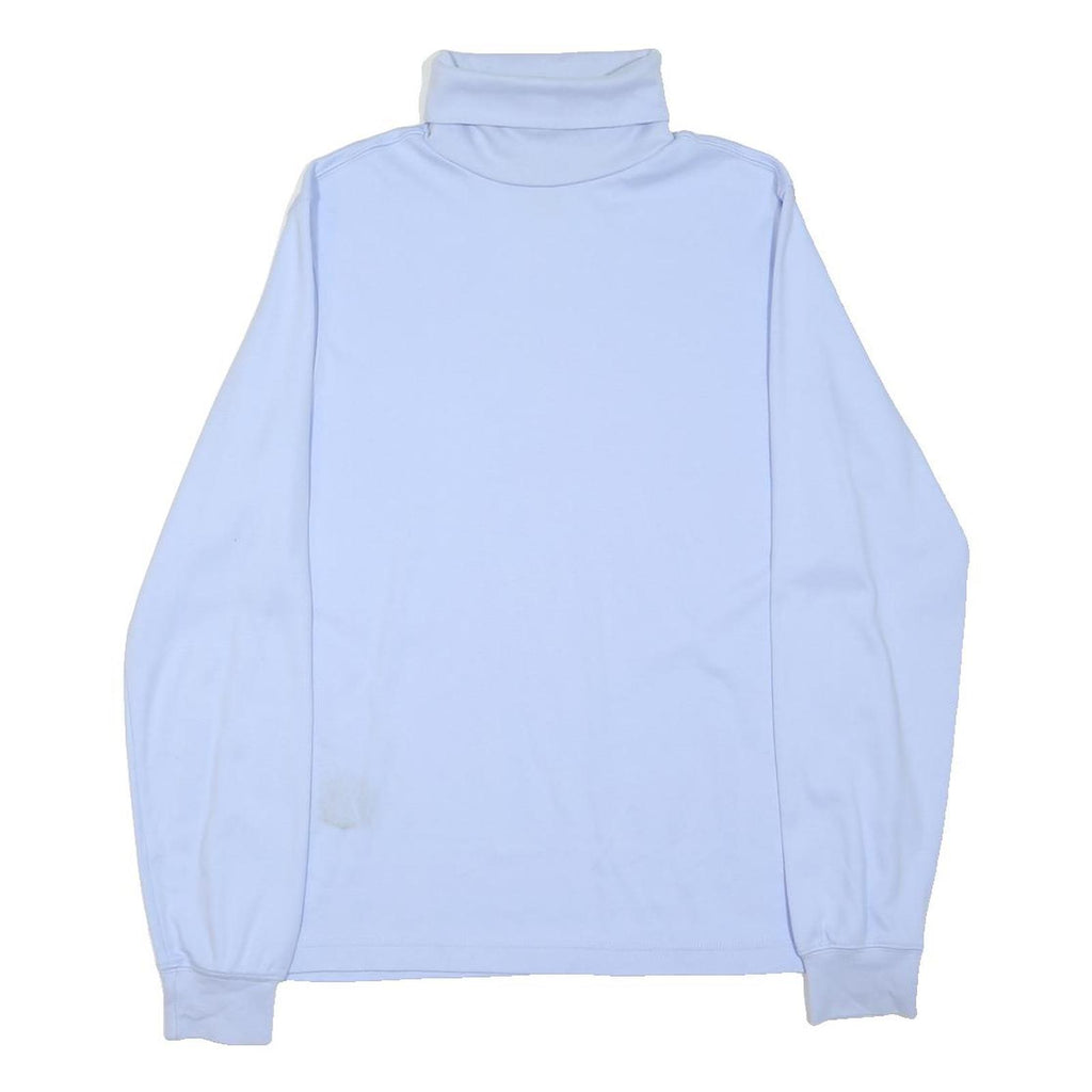 LANDSEND Womens Blue Plain Pullover Roll Neck Basic Knit S Cotton Blend Jumper