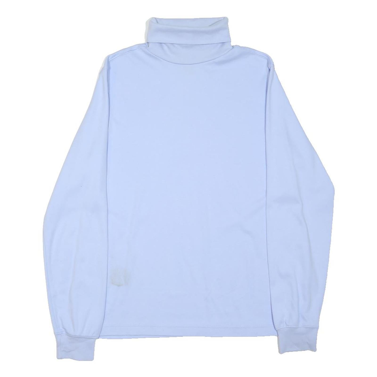 LANDSEND Womens Blue Plain Pullover Roll Neck Basic Knit S Cotton Blend Jumper
