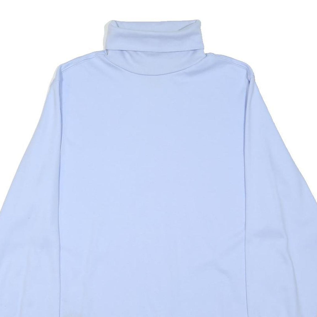 LANDSEND Womens Blue Plain Pullover Roll Neck Basic Knit S Cotton Blend Jumper