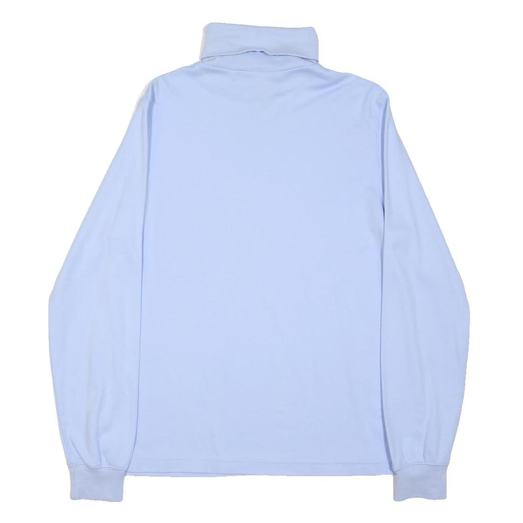 LANDSEND Womens Blue Plain Pullover Roll Neck Basic Knit S Cotton Blend Jumper