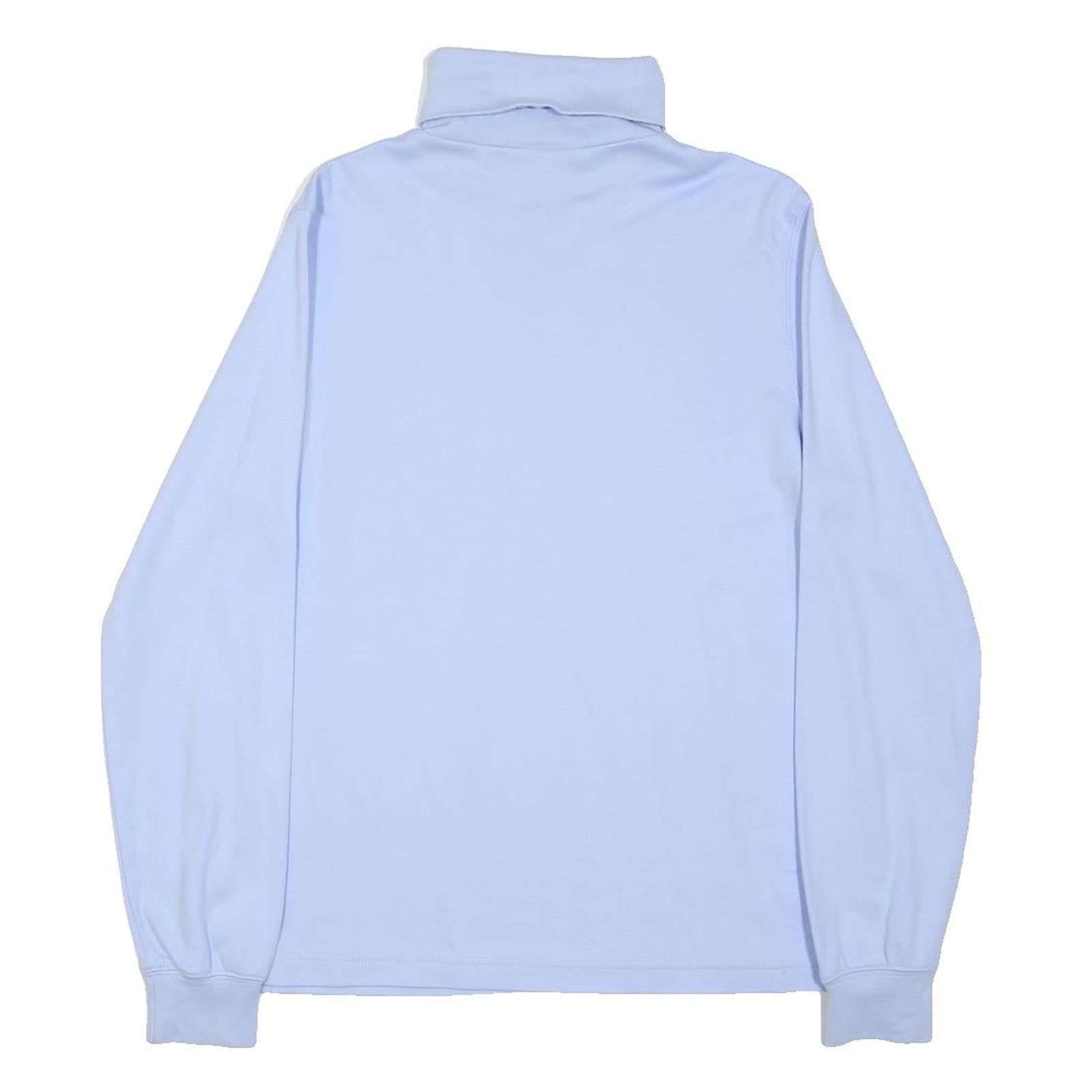 LANDSEND Womens Blue Plain Pullover Roll Neck Basic Knit S Cotton Blend Jumper