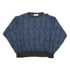 JANTZEN Womens Blue Patterned Jumper Crew Neck Chunky Knit XL Vintage 80s