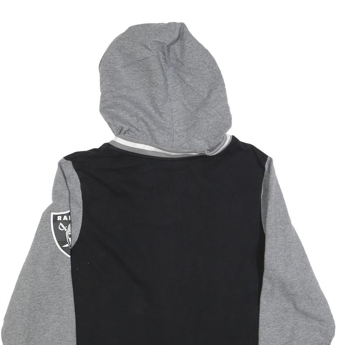 NFL Womens Black & Grey Raiders Full Zip Hoodie 2XL Cotton Blend Casual
