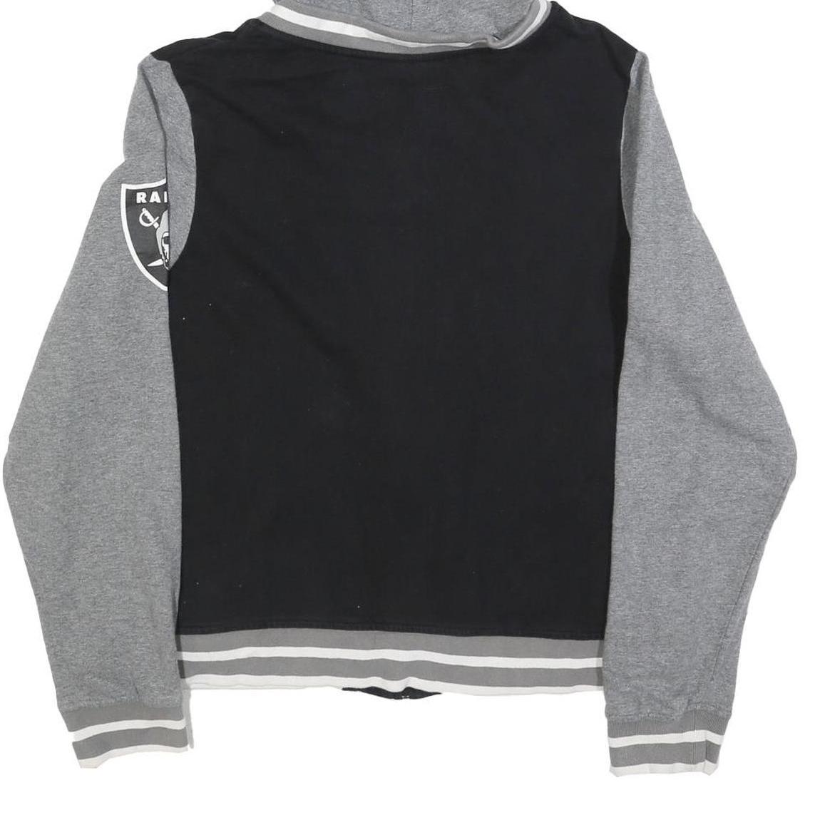 NFL Womens Black & Grey Raiders Full Zip Hoodie 2XL Cotton Blend Casual
