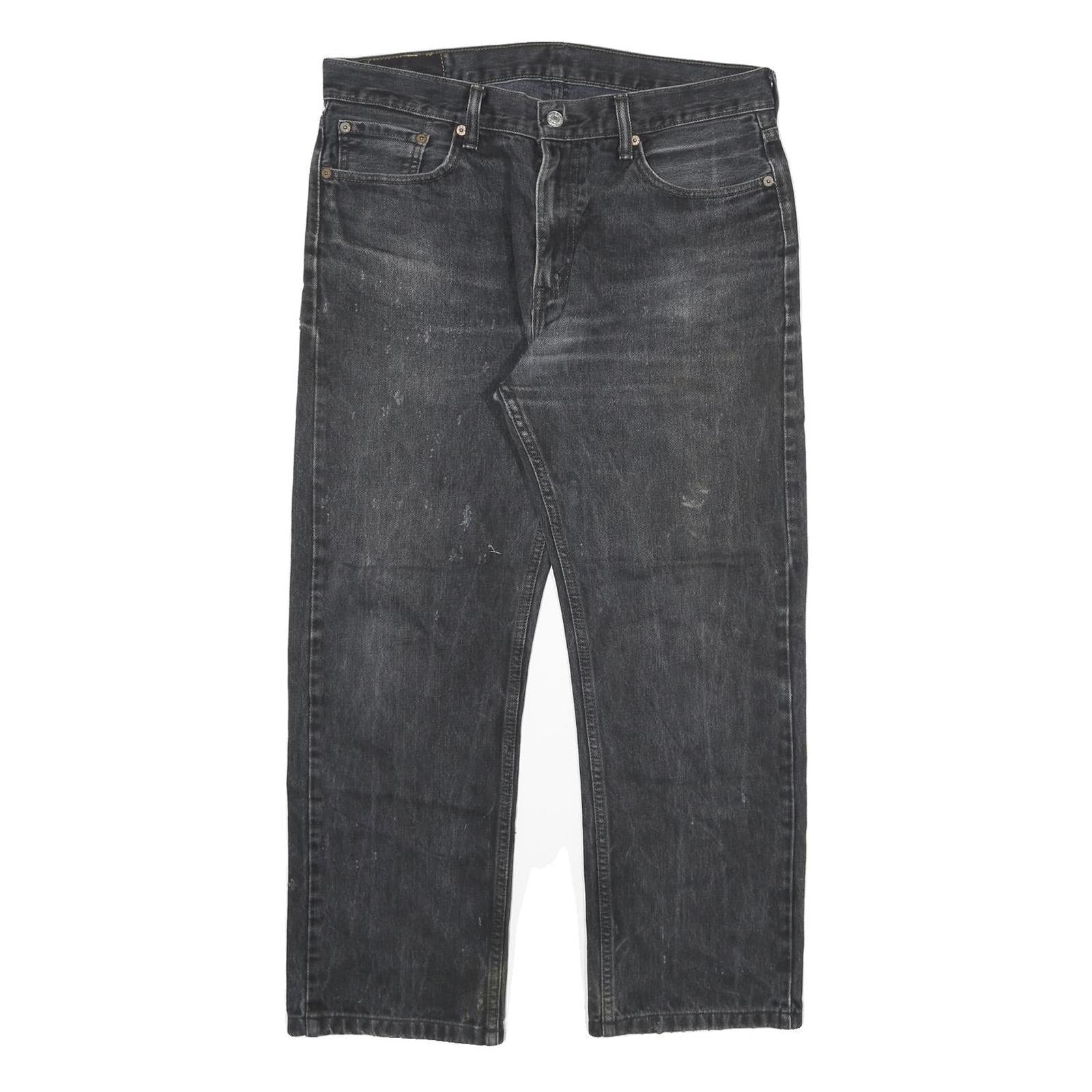 LEVI'S 505 Mens Jeans Black Regular Straight Denim Medium W32 L26 Classic Style