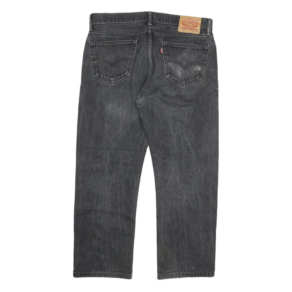 LEVI'S 505 Mens Jeans Black Regular Straight Denim Medium W32 L26 Classic Style