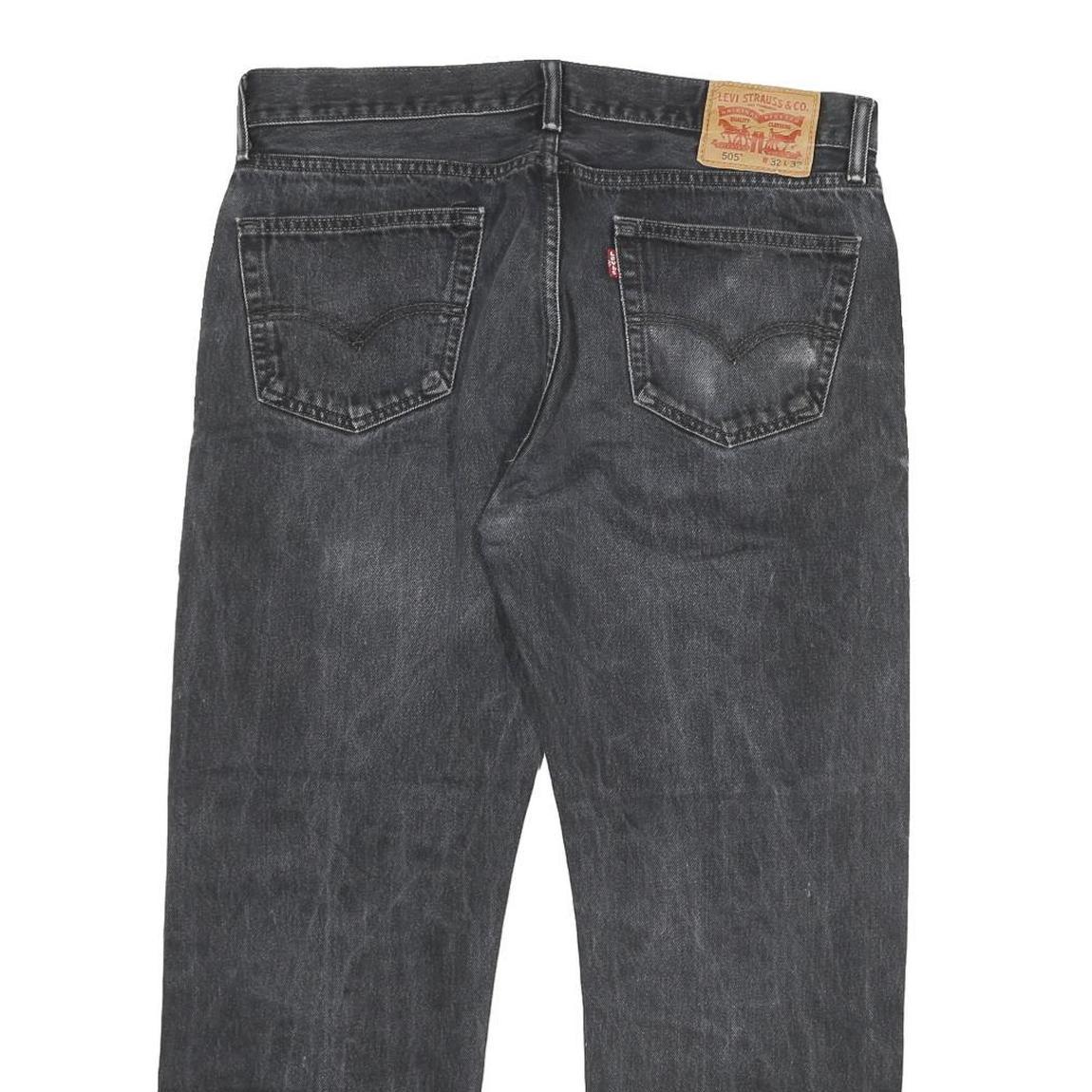 LEVI'S 505 Mens Jeans Black Regular Straight Denim Medium W32 L26 Classic Style