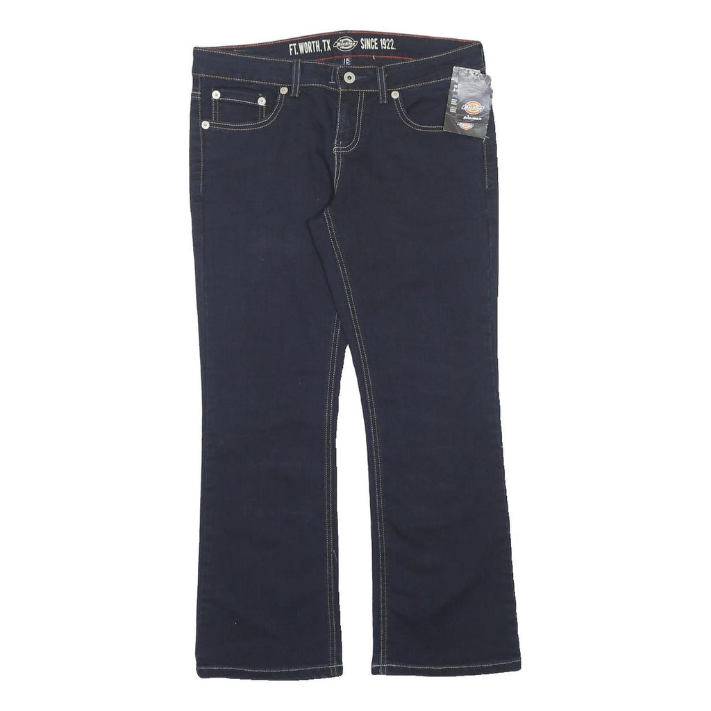 DICKIES Womens Cotton Blend Slim Dark Blue Trousers W32 L28 Zip Casual Wear