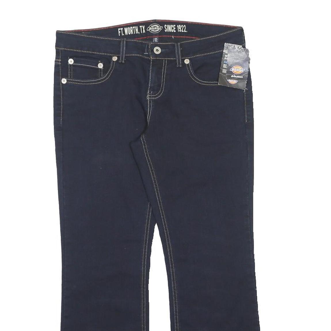 DICKIES Womens Cotton Blend Slim Dark Blue Trousers W32 L28 Zip Casual Wear