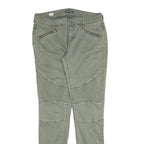 TOMMY HILFIGER Womens Cotton Blend Slim Green Trousers W32 L32 Zip Pockets
