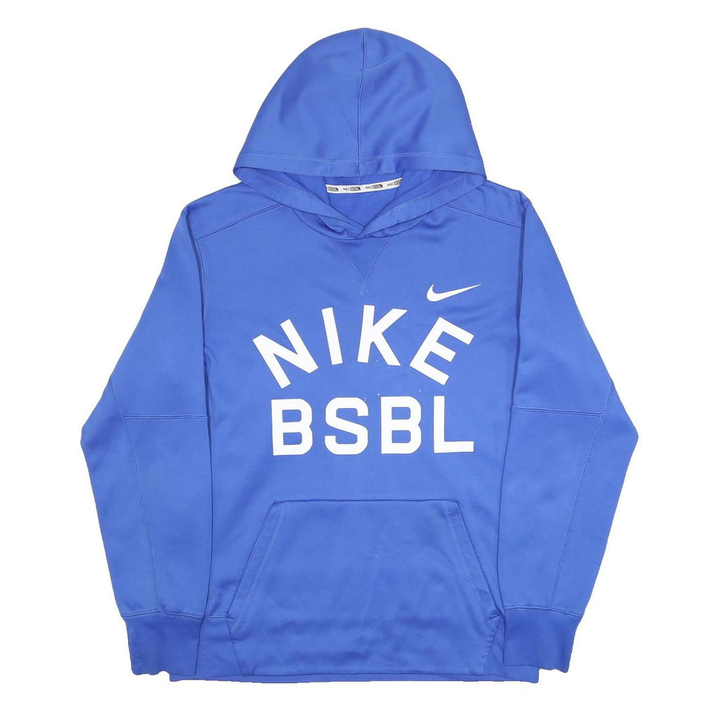 NIKE Mens Blue Pullover Hoodie M BSBL Logo Sweatshirt Sportswear