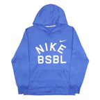 NIKE Mens Blue Pullover Hoodie M BSBL Logo Sweatshirt Sportswear