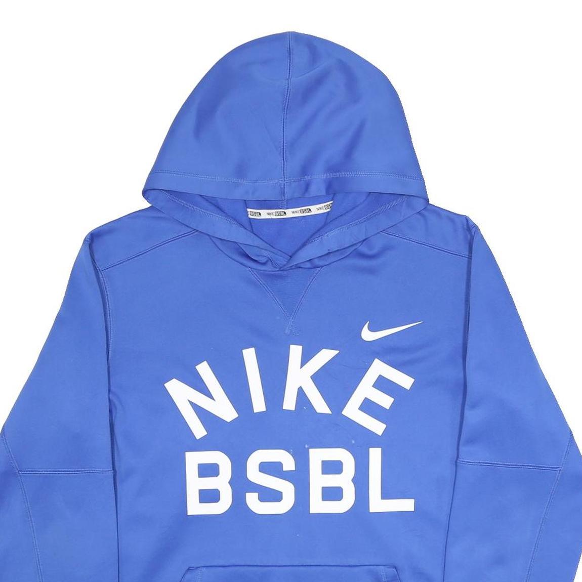 NIKE Mens Blue Pullover Hoodie M BSBL Logo Sweatshirt Sportswear