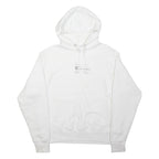 CHAMPION Mens White Pullover Hoodie M Cotton Logo Embroidered Chest