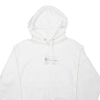 CHAMPION Mens White Pullover Hoodie M Cotton Logo Embroidered Chest