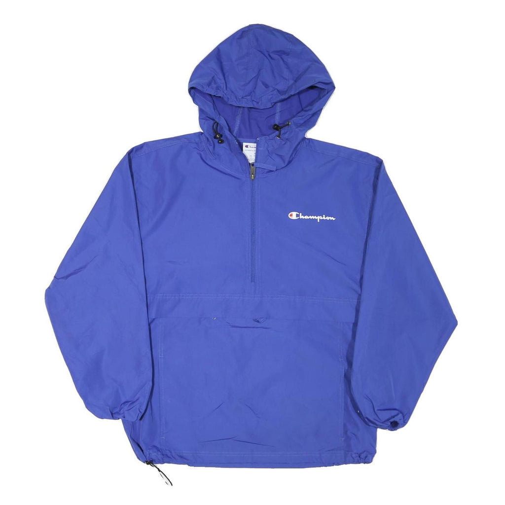 CHAMPION Mens Blue Nylon Hooded Zip Jacket M Sports Casual Lightweight