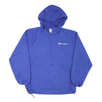 CHAMPION Mens Blue Nylon Hooded Zip Jacket M Sports Casual Lightweight