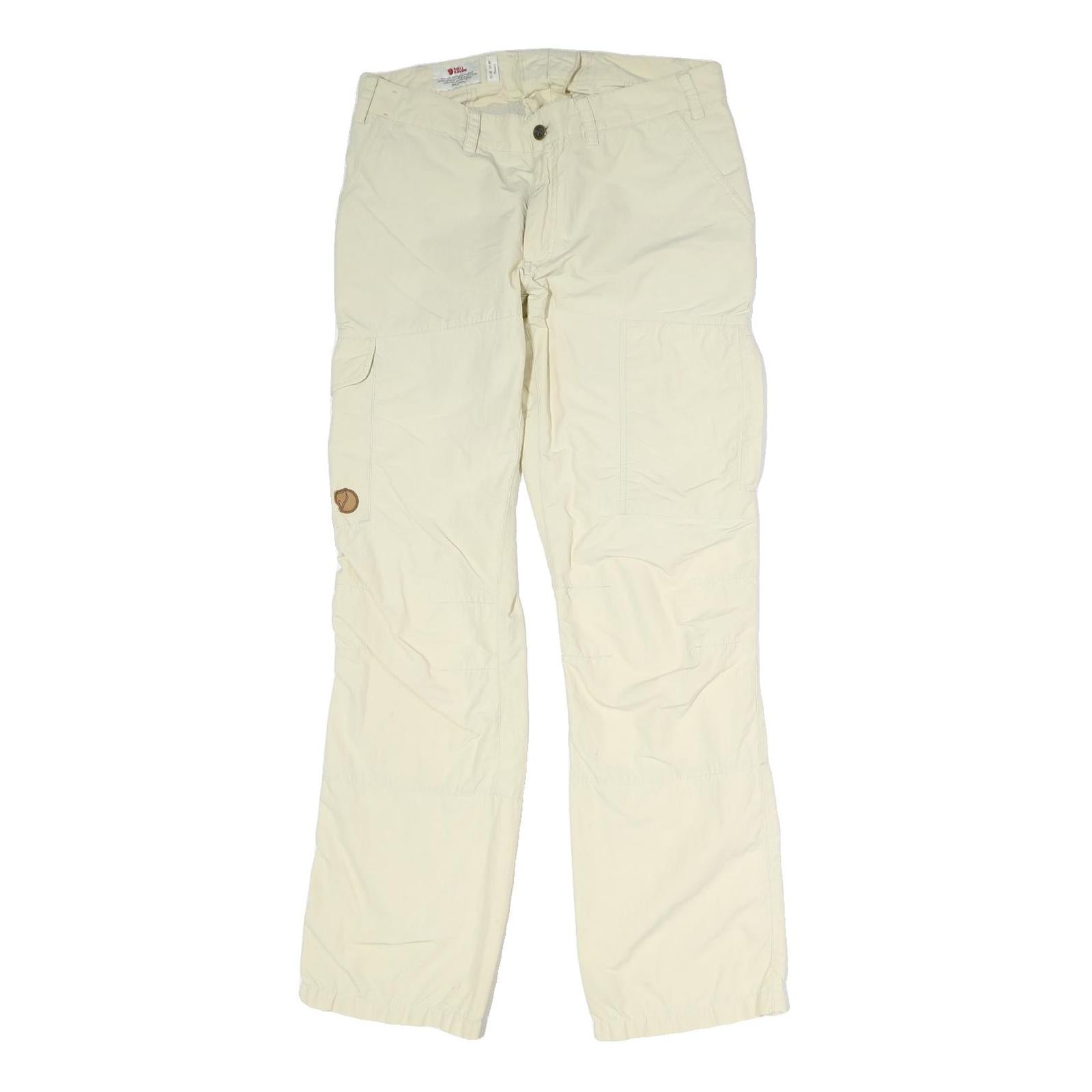 FJALLRAVEN Womens Cotton Beige Regular Fit Straight Leg Trousers W30 L29 Outdoor