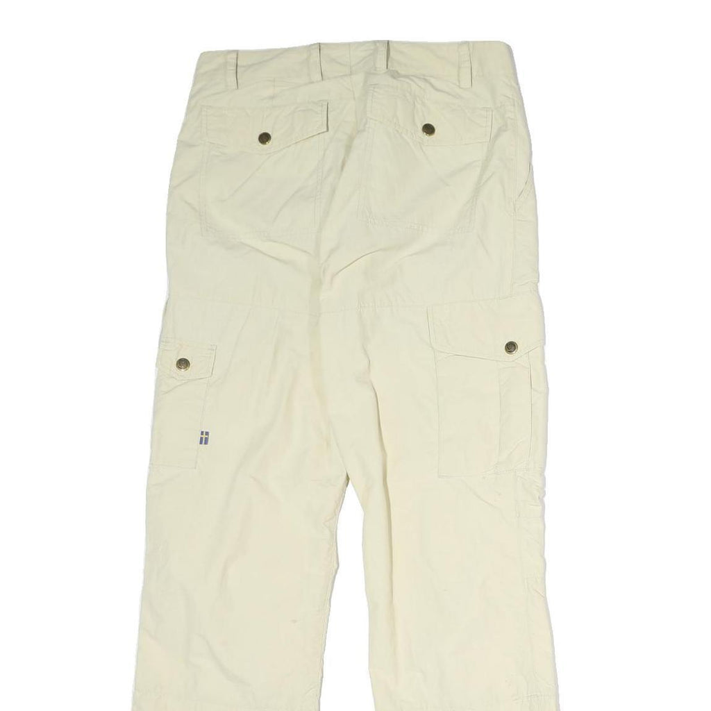 FJALLRAVEN Womens Cotton Beige Regular Fit Straight Leg Trousers W30 L29 Outdoor