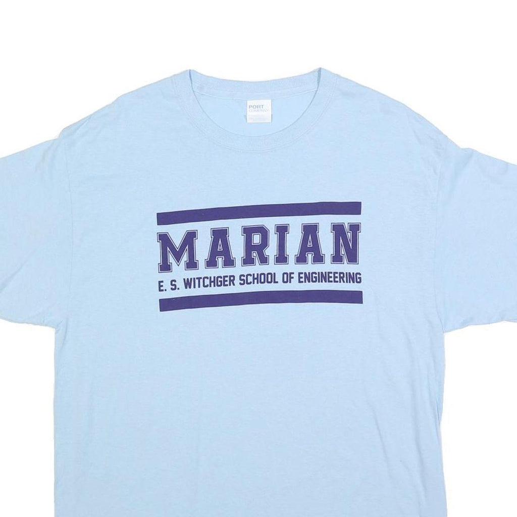 PORT & COMPANY Mens Light Blue Marian Engineering T-Shirt L Short Sleeve Crew
