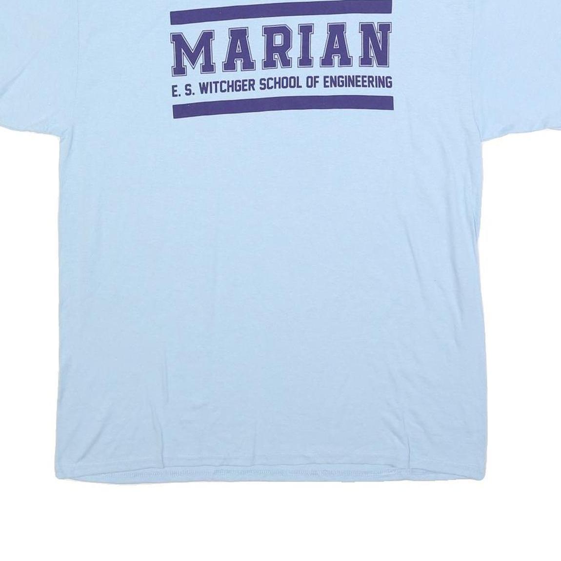 PORT & COMPANY Mens Light Blue Marian Engineering T-Shirt L Short Sleeve Crew