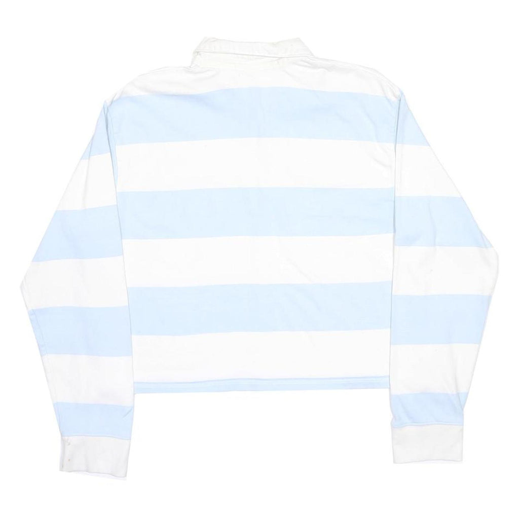 LEVI'S Womens Blue & White Striped Long Sleeve Polo Shirt S Cotton Casual