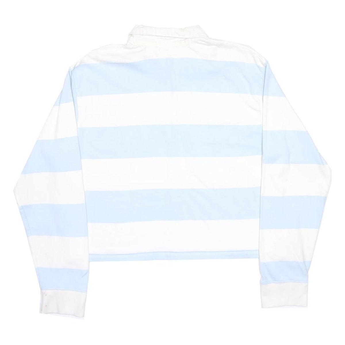LEVI'S Womens Blue & White Striped Long Sleeve Polo Shirt S Cotton Casual