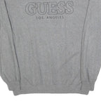 GUESS Mens Grey Plain Cotton Blend Jumper Crew Neck Basic Knit L Casual