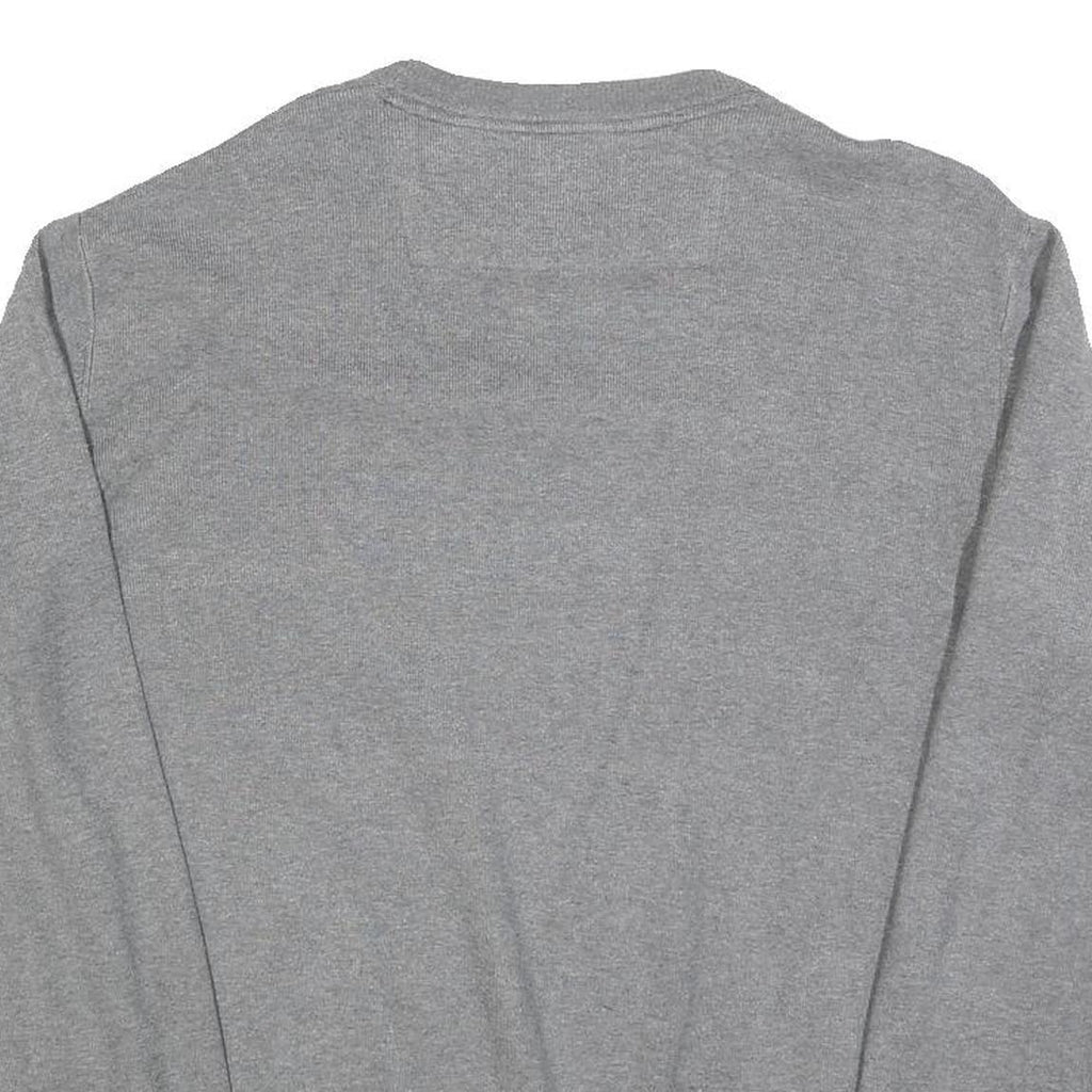 GUESS Mens Grey Plain Cotton Blend Jumper Crew Neck Basic Knit L Casual
