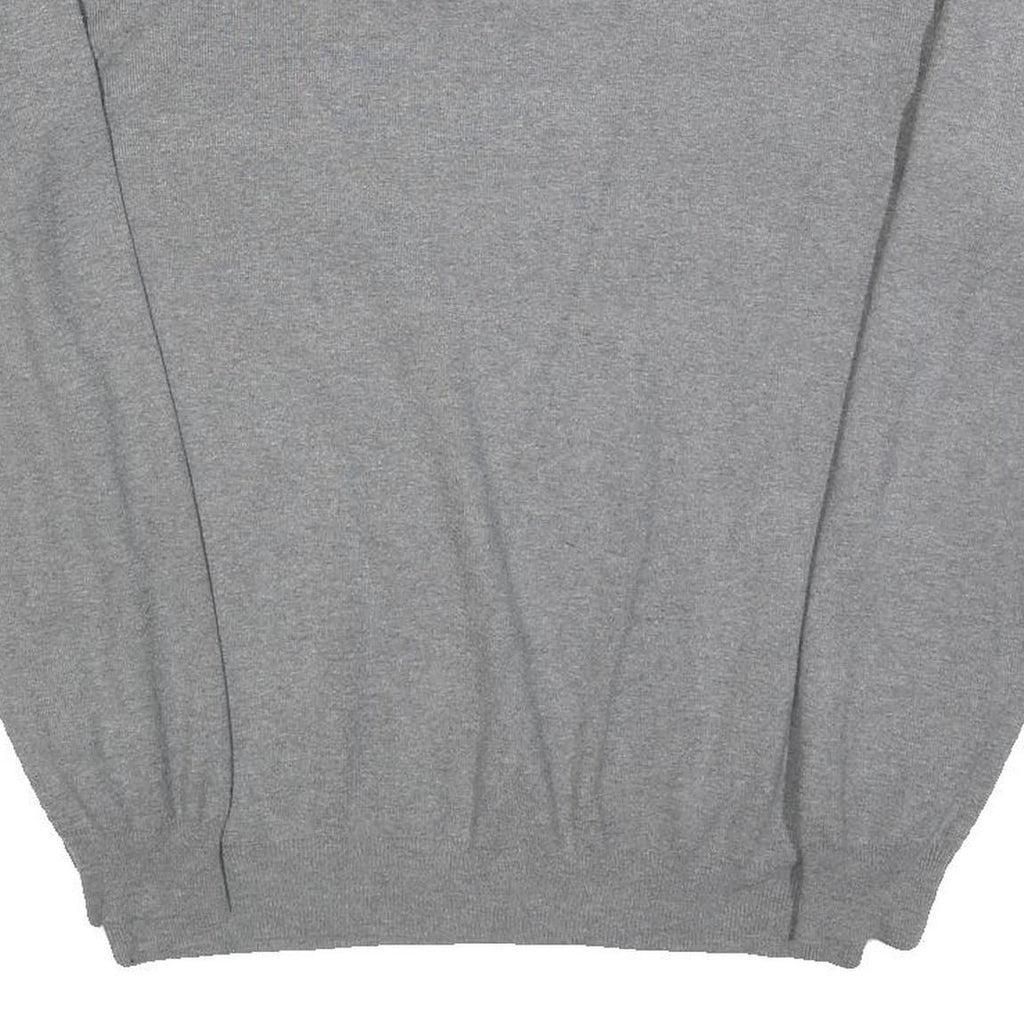 GUESS Mens Grey Plain Cotton Blend Jumper Crew Neck Basic Knit L Casual