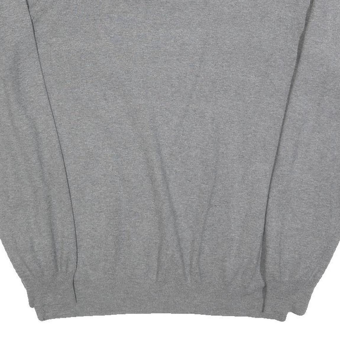 GUESS Mens Grey Plain Cotton Blend Jumper Crew Neck Basic Knit L Casual
