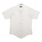 VAN HEUSEN Mens White & Cream Short Sleeve Cotton Blend Shirt S Casual Summer