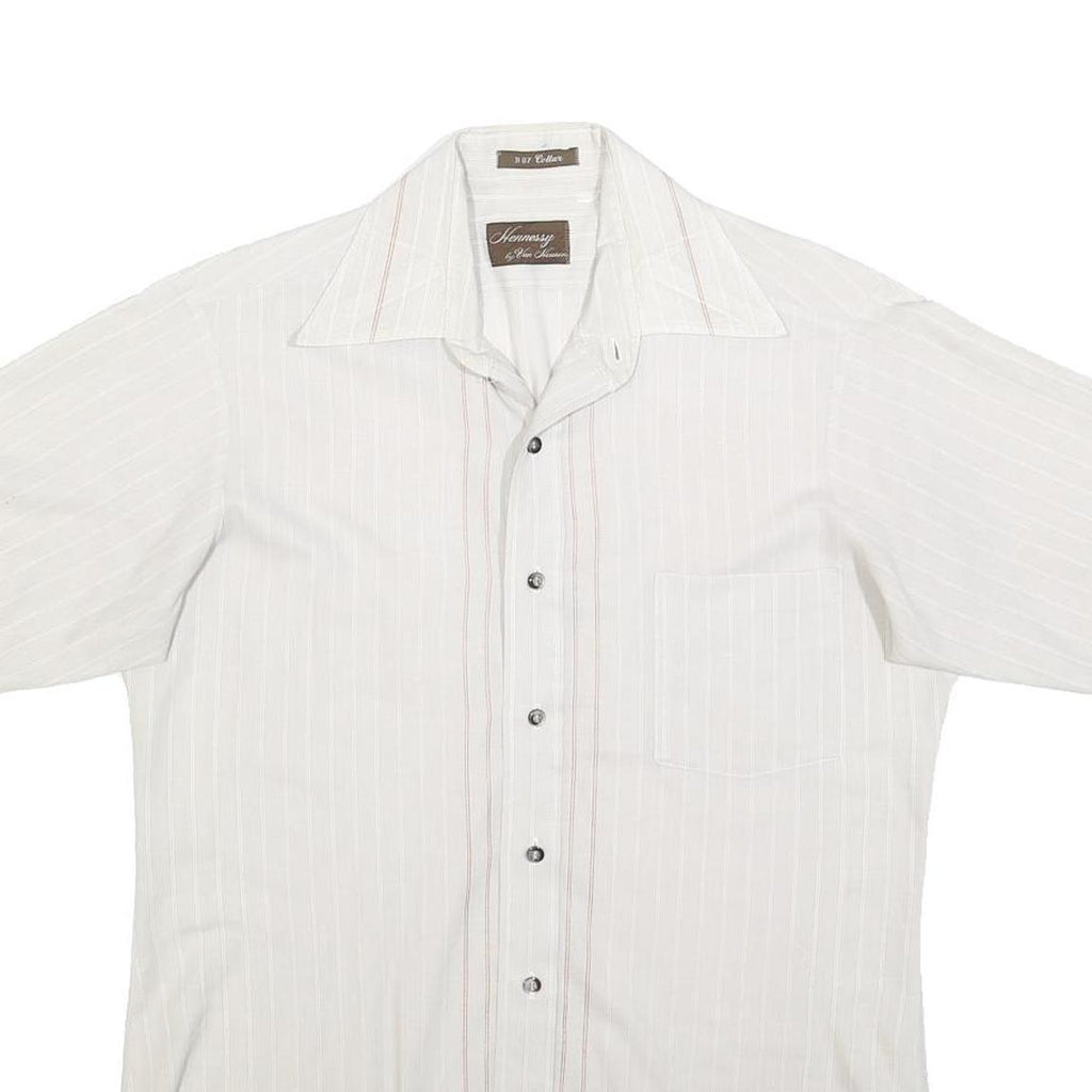 VAN HEUSEN Mens White & Cream Short Sleeve Cotton Blend Shirt S Casual Summer