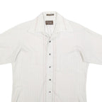 VAN HEUSEN Mens White & Cream Short Sleeve Cotton Blend Shirt S Casual Summer