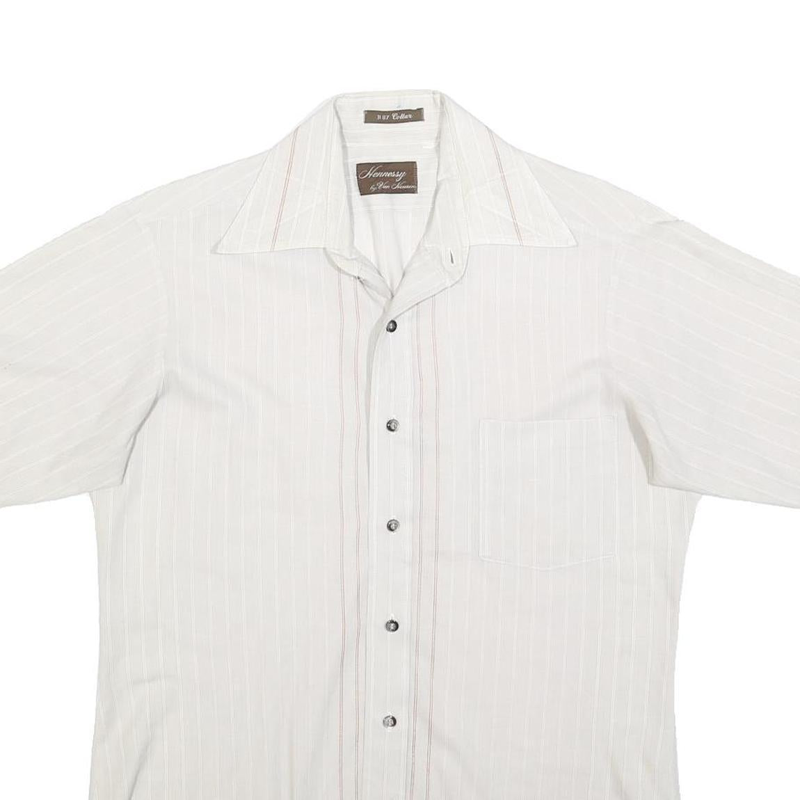 VAN HEUSEN Mens White & Cream Short Sleeve Cotton Blend Shirt S Casual Summer