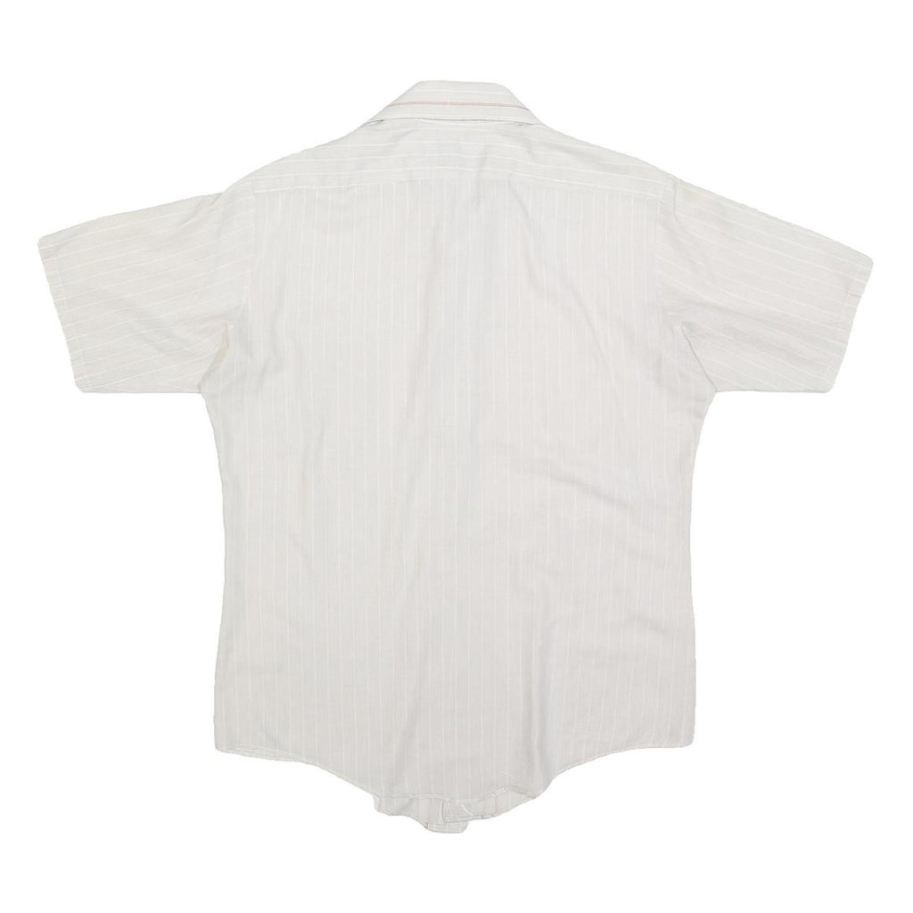 VAN HEUSEN Mens White & Cream Short Sleeve Cotton Blend Shirt S Casual Summer