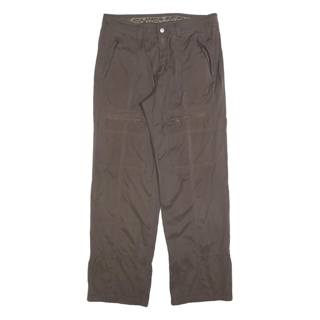 CHIEMSEE Womens Polyester Blend Brown Regular Fit Straight Leg Trousers W34 L32