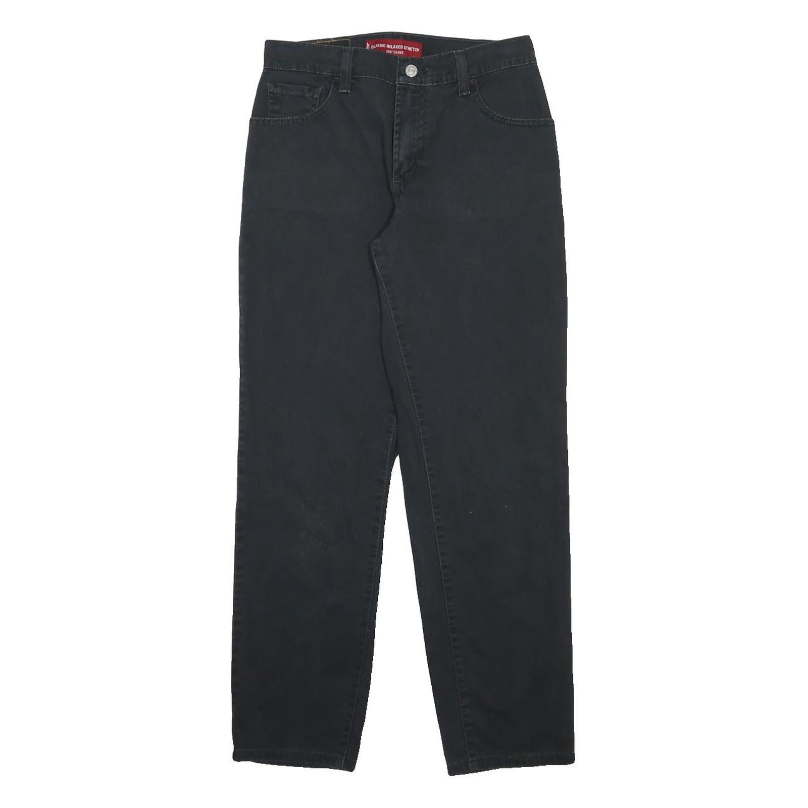 LEVI'S Womens Black Cotton Blend Relaxed Fit Straight Leg Denim Trousers W28 L29