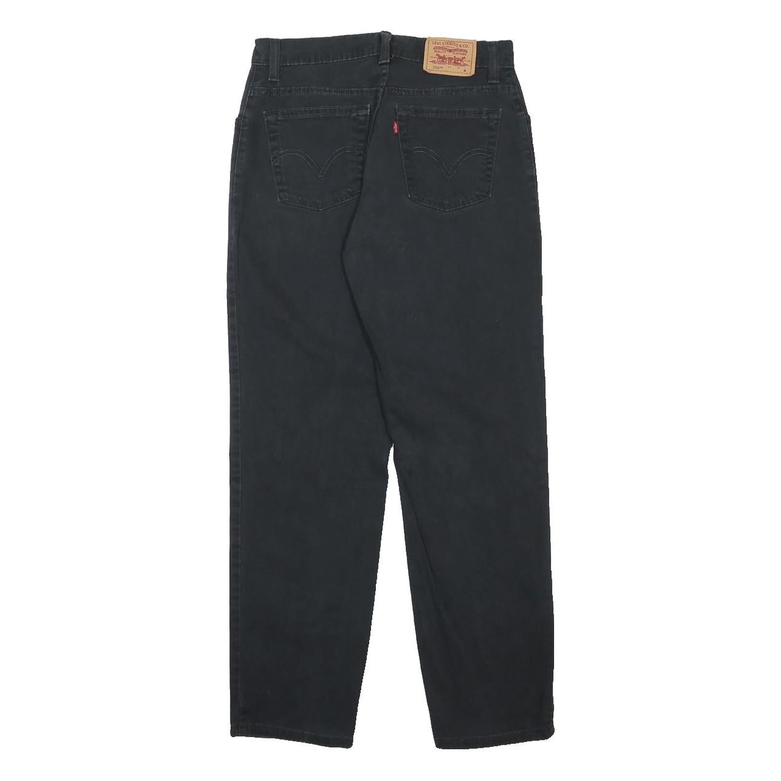 LEVI'S Womens Black Cotton Blend Relaxed Fit Straight Leg Denim Trousers W28 L29