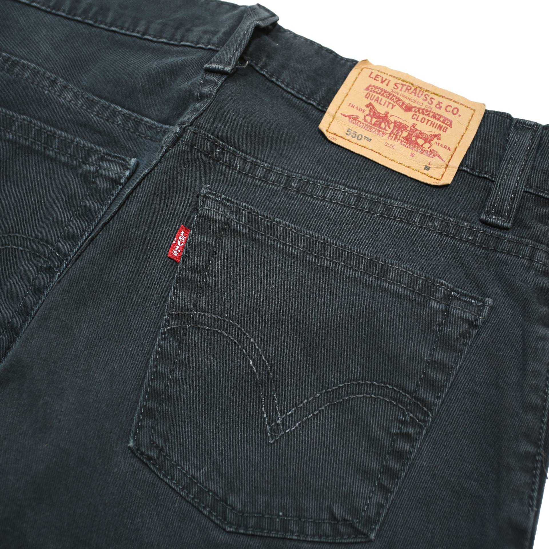 LEVI'S Womens Black Cotton Blend Relaxed Fit Straight Leg Denim Trousers W28 L29
